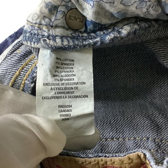 The Childrens Place 1989 Girls 6X Adjustable Waist Patched Capri Denim Jeans Blu - Picture 5 of 14